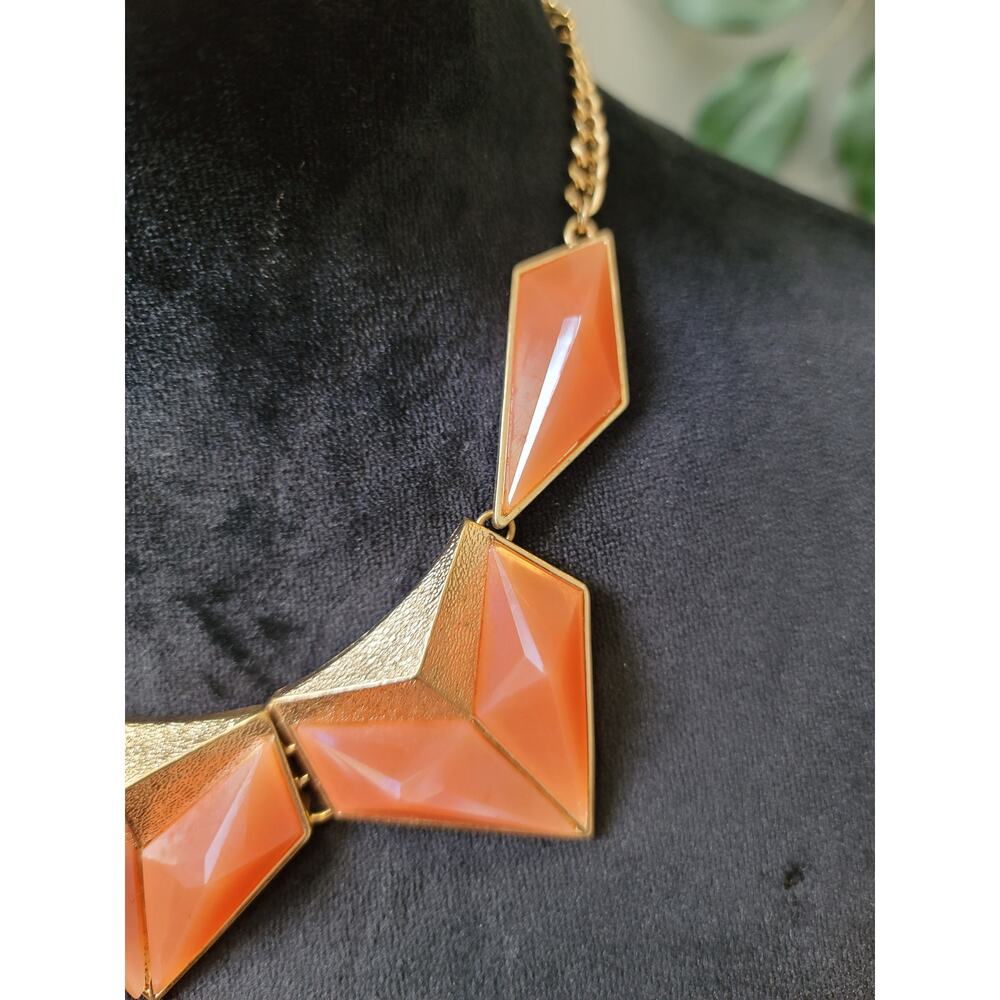 Women's Bold Orange Geometric Statement Necklace … - image 4
